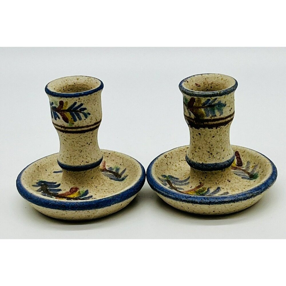 Berkshire Pottery‎ Candlesticks 3.5 inch Hand Painted